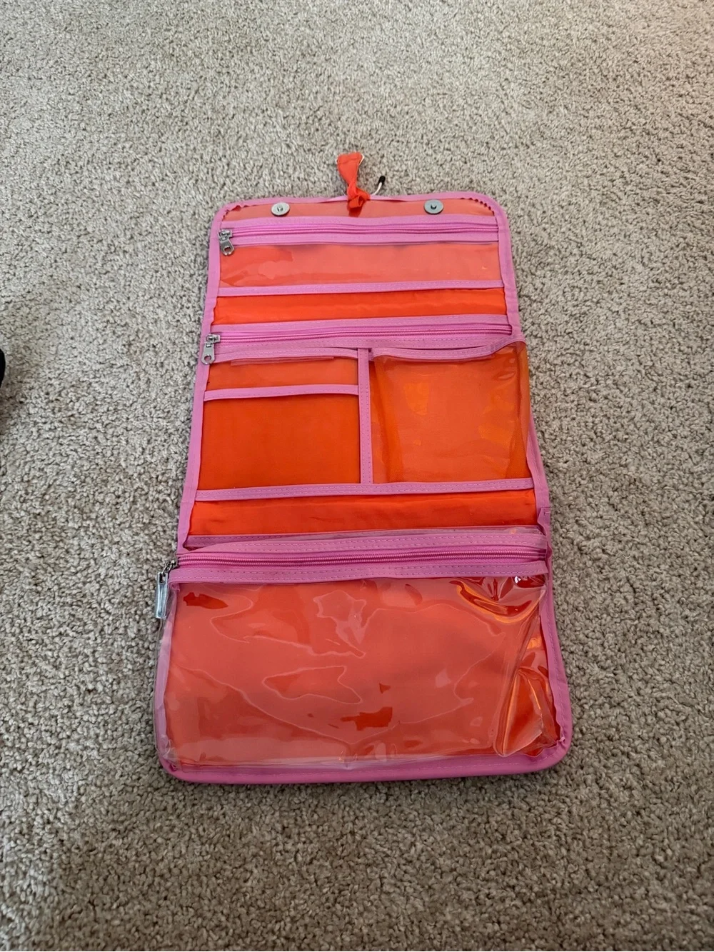 Foldable Cosmetic Organizer Pouch in Pink and Red